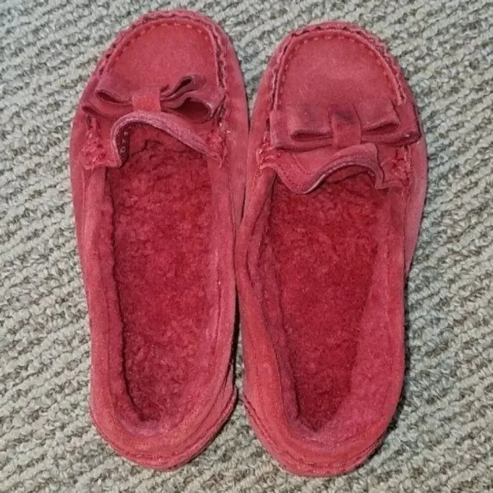 Cole Haan Loafers SLIPPERS RED Suede House Shoes Kids Size10 YOUTH